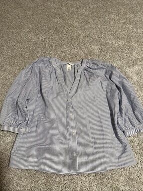 H&M Blue & White Vertical-Stripe Button Down Shirt